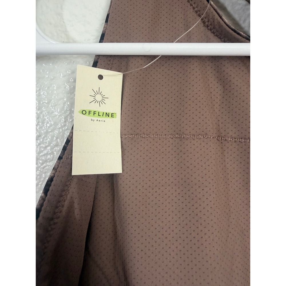 OFFLINE by Aerie Goals Gloss Leopard Print Sports Bra High Neck Brown XL NWT - Picture 6 of 10